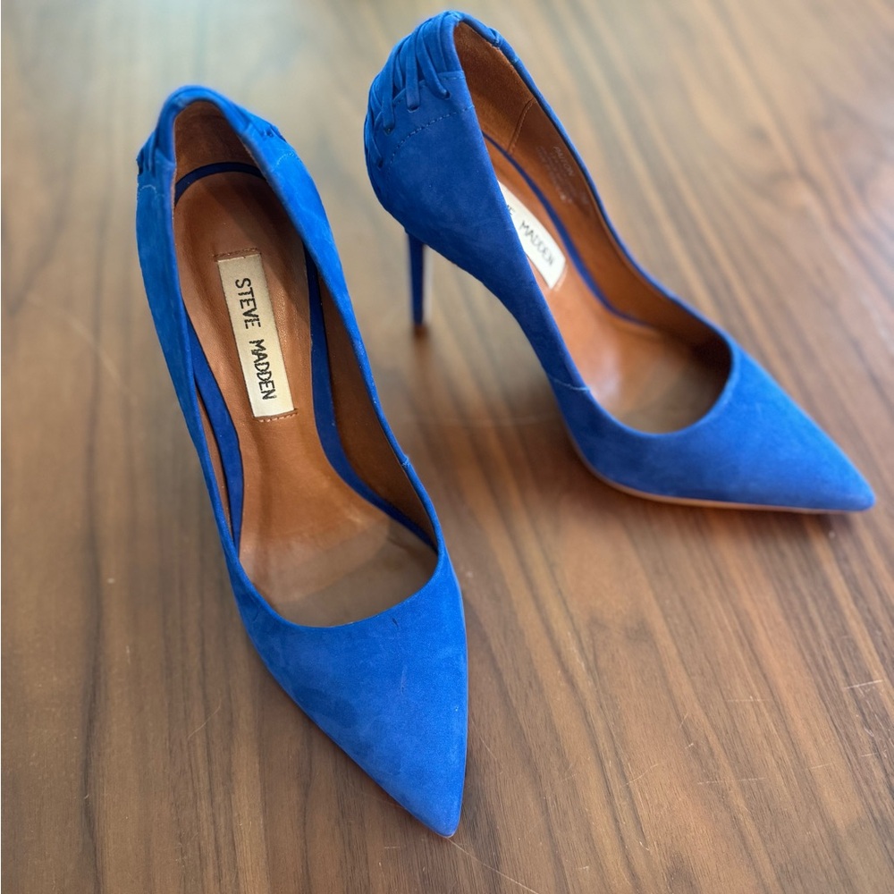 Steve Madden Electric Blue Pointed-Toe Suede Stiletto Heels